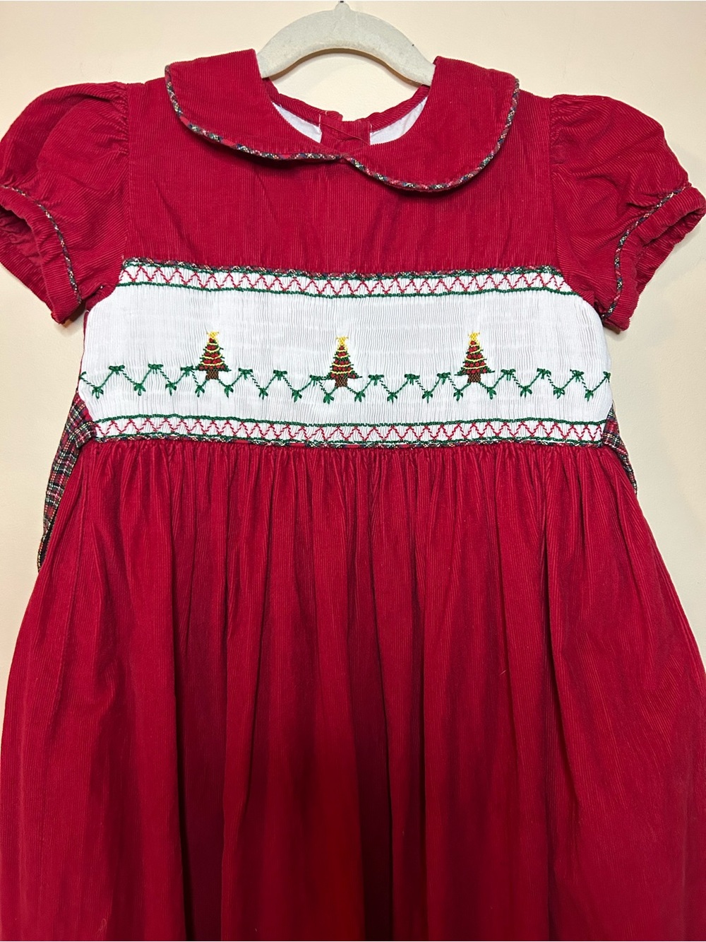 Classic Red Smocked Holiday Dress for Kids Vintage
